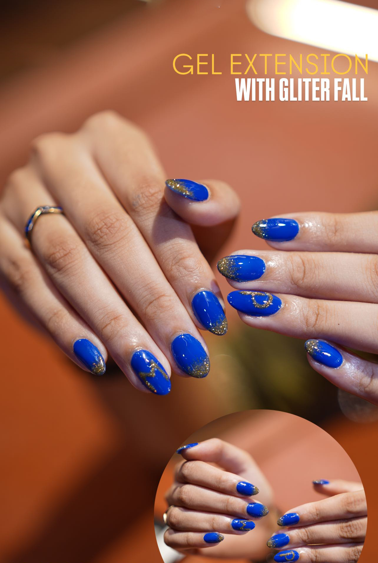 Gel Extension with Glitter Fall