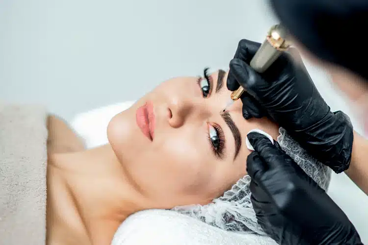 Eyebrow microblading treatment at Anlon Art Salon Chennai